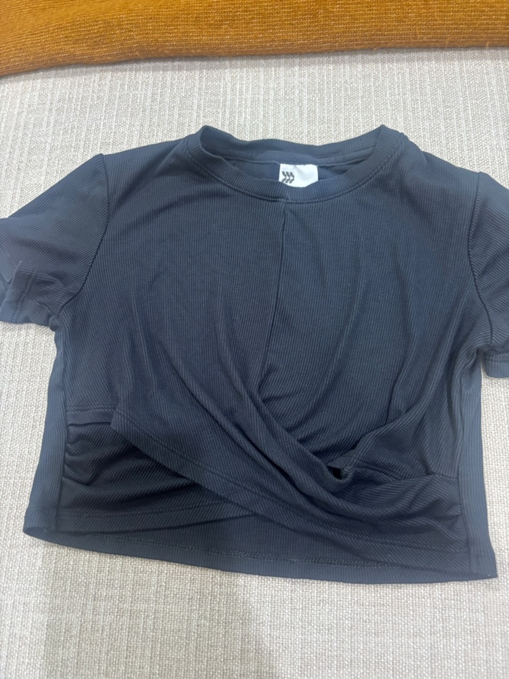 all in motion Black Twist-Front Ribbed Crop Top